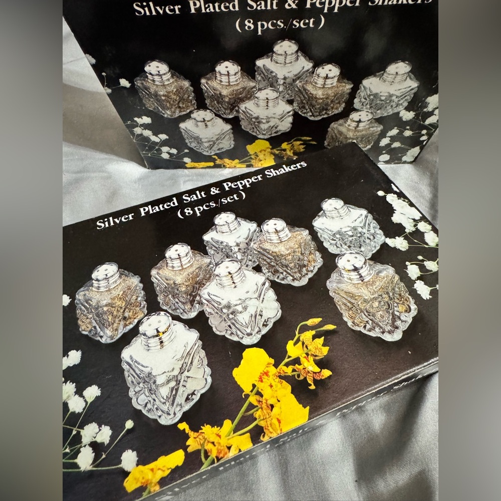 2 NWT BOX SETS OF Silver Plated Salt & Pepper Shakers Sets